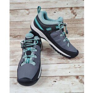 Keen Targhee Youth Kids Size 6 Gray Aqua Waterproof Hiking Shoes Black & Teal